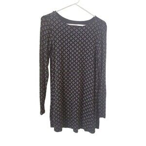 J. Jill Women's M Pima Boat Neck Tunic Top Black Pima Cotton Long Sleeve A29